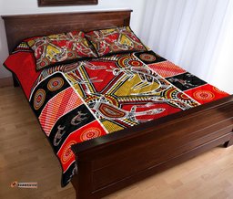 Aboriginal Quilt Bed Set, Kangaroo Dot Painting Patterns