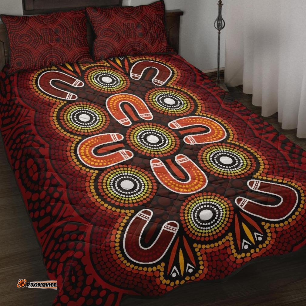 ABoriginal Quilt Bed Set Aboriginal Dot Painting Flowers Style