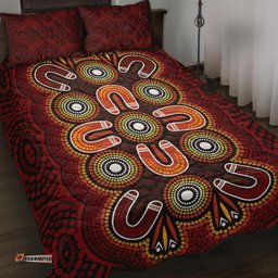 ABoriginal Quilt Bed Set Aboriginal Dot Painting Flowers Style
