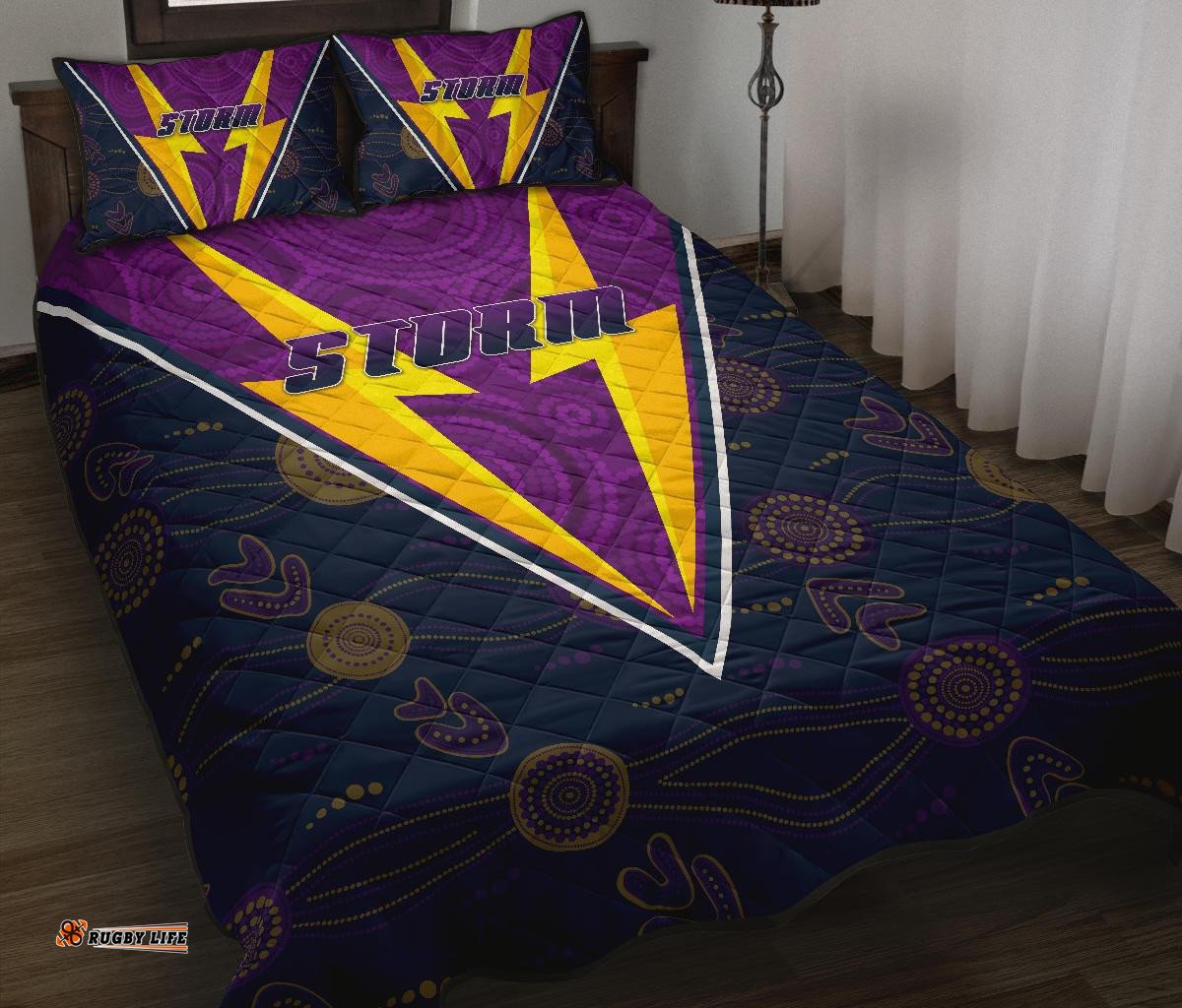 melbourne storm quilt bed set indigenous artsy style