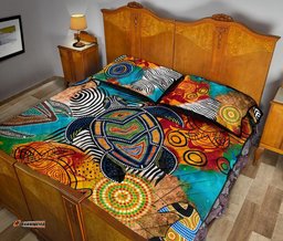 Aboriginal Quilt Bed Set Turtle Indigenous Art