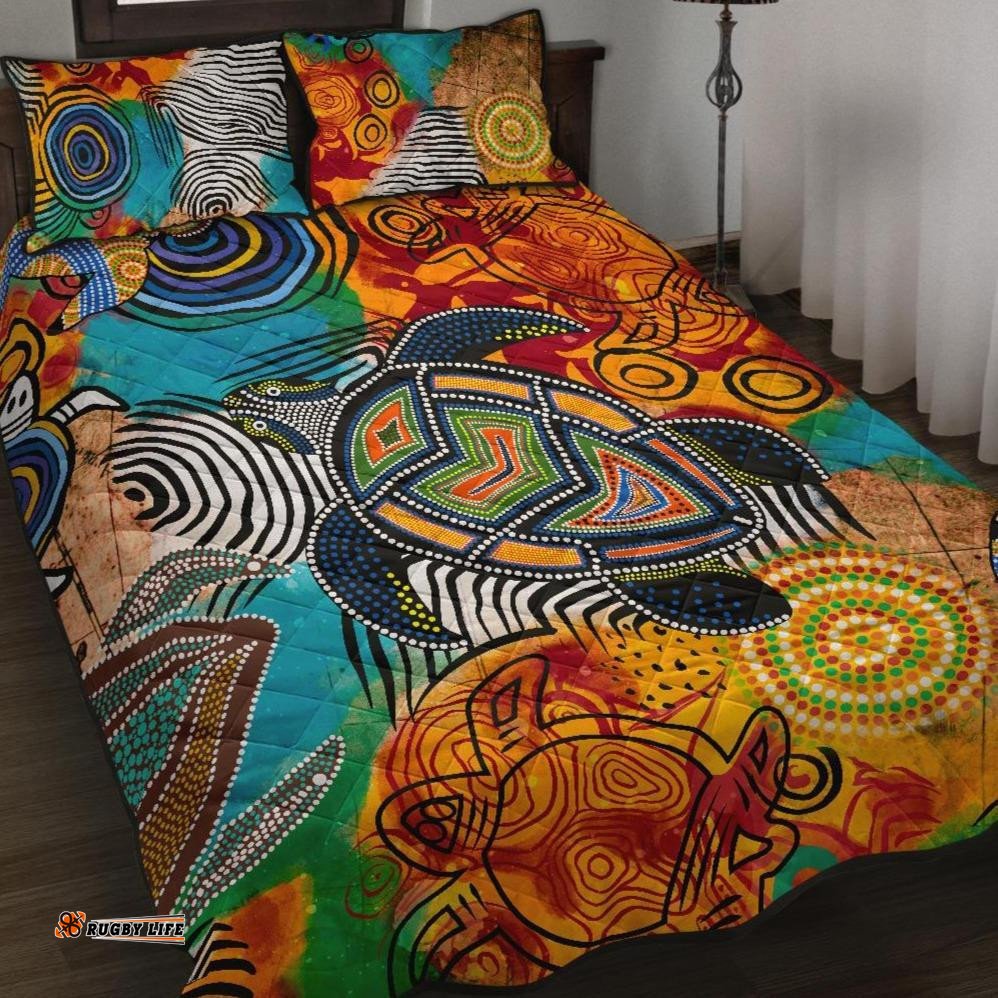 Aboriginal Quilt Bed Set Turtle Indigenous Art