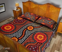 Aboriginal Quilt Bed Set Landscape Circle Dot Painting Art