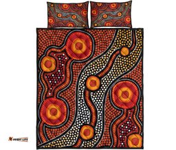 Aboriginal Quilt Bed Set Landscape Circle Dot Painting Art