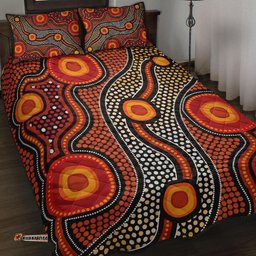Aboriginal Quilt Bed Set Landscape Circle Dot Painting Art