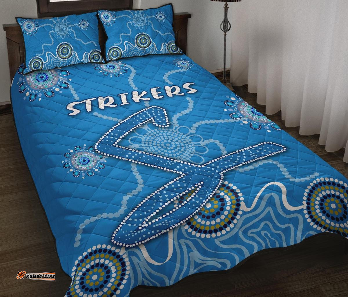 Adelaide Strikers Quilt Bed Set Indigenous Blue Energy
