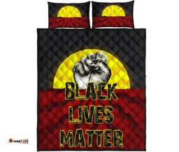 Quilt Bed Set, Aboriginal Black Lives Matter Sun Dot Painting