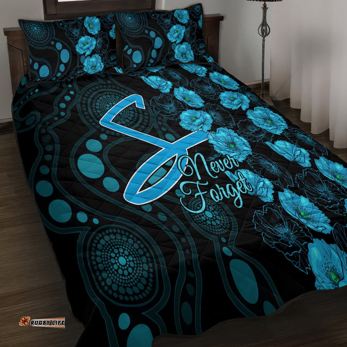 Strikers Cricket Never Forget Custom Quilt Bed Set ANZAC Day with Poppy Aboriginal
