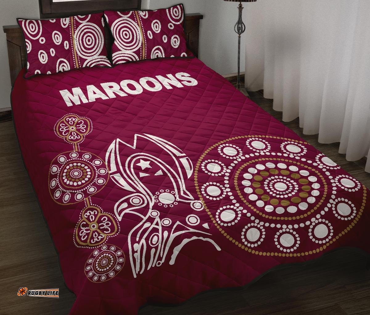 Queensland Quilt Bed Set Maroons Simple Indigenous