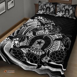 Aboriginal Quilt Bed Set, Torres Strait Islands in Wave Black