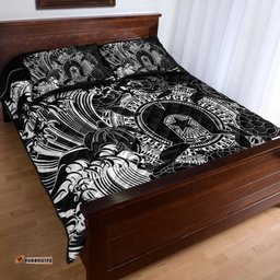 Aboriginal Quilt Bed Set, Torres Strait Islands in Wave Black