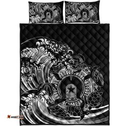 Aboriginal Quilt Bed Set, Torres Strait Islands in Wave Black