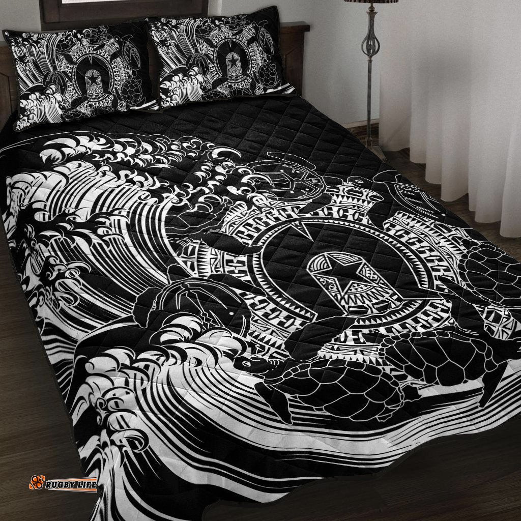 Aboriginal Quilt Bed Set, Torres Strait Islands in Wave Black