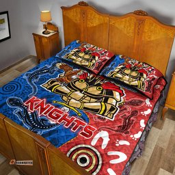 Knights Aboriginal Rugby Quilt Bed Set Custom Indigenous Knights With Aussie Lizard and Eagle