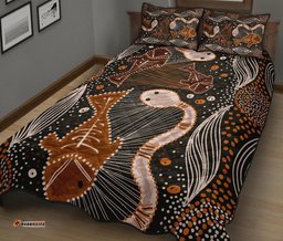 Aboriginal Quilt Bed Set Indigenous Fish and Snake