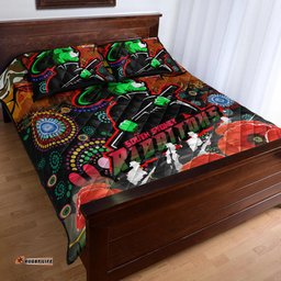 Rabbitohs Rugby Custom Camouflage ANZAC Poppy Quilt Bed Set Souths ANZAC Lest We Forget Spirit