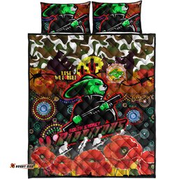 Rabbitohs Rugby Custom Camouflage ANZAC Poppy Quilt Bed Set Souths ANZAC Lest We Forget Spirit