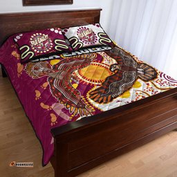 Sea Eagles Aboriginal Rugby Quilt Bed Set Double Sea Eagles With Tribal Sun And Footprints