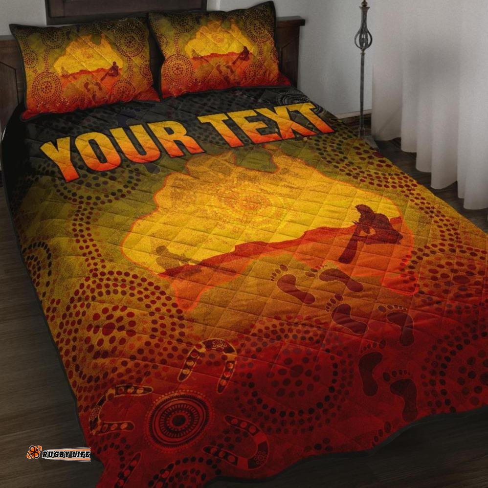 Custom Aboriginal Quilt Bed Set, Australian Map with Indigenous Color