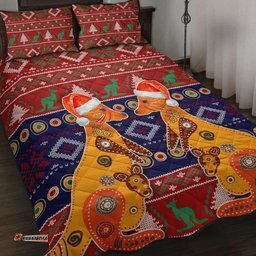 Christmas Australia Quilt Bed Set Mother Kangaroo In Christmas