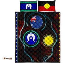 quilt bed set aboriginal dot painting & flag
