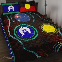 quilt bed set aboriginal dot painting & flag
