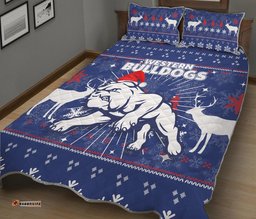 Western Bulldogs Quilt Bed Set Christmas Ugly Style