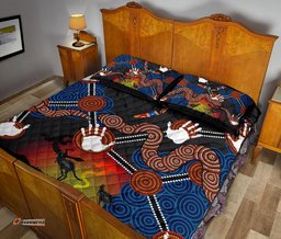 Aboriginal Quilt Bed Set, Australian Boomerang and Snake Indigenous Art