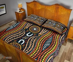 Aboriginal Quilt Bed Set, Indigenous Dot Painting