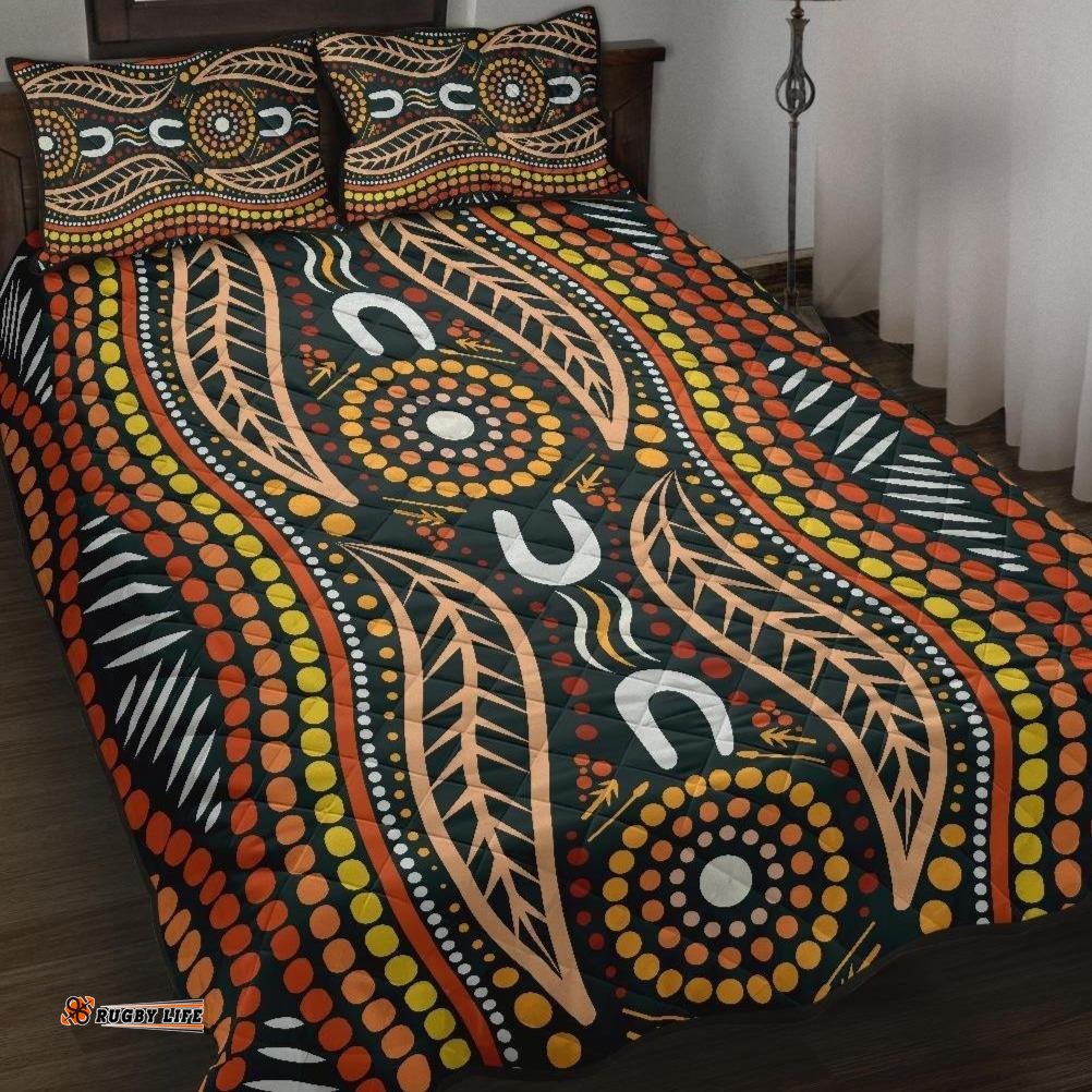 Aboriginal Quilt Bed Set, Indigenous Dot Painting