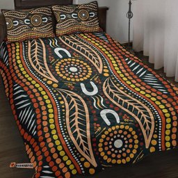 Aboriginal Quilt Bed Set, Indigenous Dot Painting