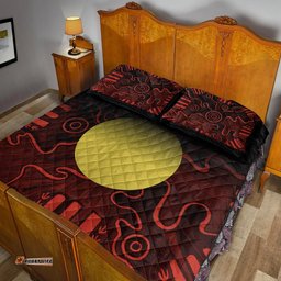 Aboriginal Quilt Bed Set Indigenous Flag Grunge Style