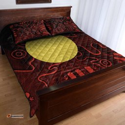 Aboriginal Quilt Bed Set Indigenous Flag Grunge Style