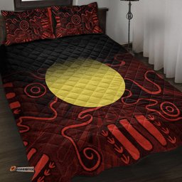 Aboriginal Quilt Bed Set Indigenous Flag Grunge Style