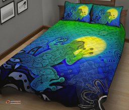 Aboriginal Quilt Bed Set Indigenous Frog Blue