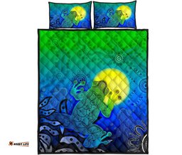 Aboriginal Quilt Bed Set Indigenous Frog Blue