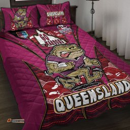 Queensland Rugby League Team Quilt Bed Set Queensland Maroons Mascot With Aboriginal Art STATE OF ORIGIN Quilt Bed Set