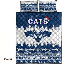 Geelong Cats Unique Winter Season Quilt Bed Set Cats Merry Christmas