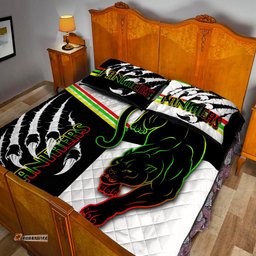 Panthers Quilt Bed Set Claws Half Black White Style