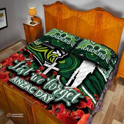 Raiders Quilt Bed Set ANZAC Day Poppy Flowers With Aboriginal