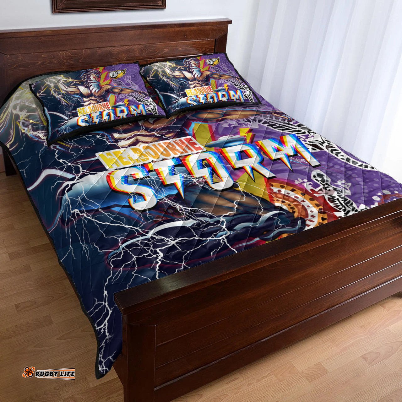 storm aboriginal rugby quilt bed set super storm thunder power 08