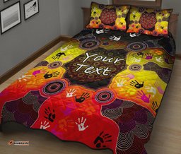 Custom Aboriginal Quilt Bed Set, Indigenous Circle Dot Painting Hand Art