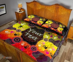 Custom Aboriginal Quilt Bed Set, Indigenous Circle Dot Painting Hand Art