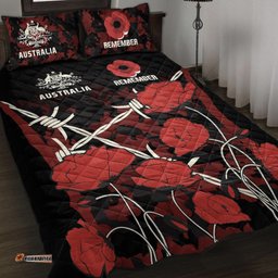 ANZAC Quilt Bed Set ANZAC with Remembrance Poppy Flower