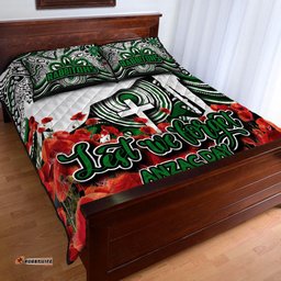 Rabbitohs Quilt Bed Set ANZAC Day Poppy Flowers With Aboriginal