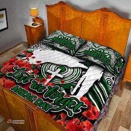 Rabbitohs Quilt Bed Set ANZAC Day Poppy Flowers With Aboriginal