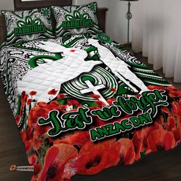 Rabbitohs Quilt Bed Set ANZAC Day Poppy Flowers With Aboriginal