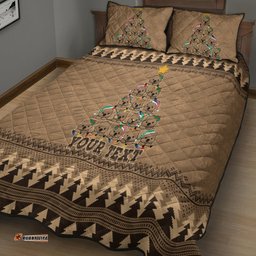 Personalised Wombat Christmas Tree Quilt Bed Set Australia Merry Xmas Simple Style