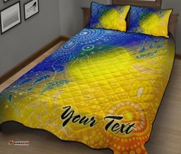 Custom Text Aboriginal Quilt Bed Set Indigenous Fishing