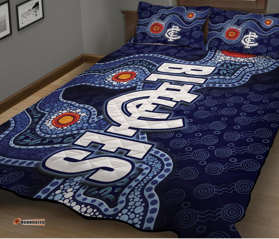 Carlton Blues Indigenous Aboriginal Style Quilt Bed Set